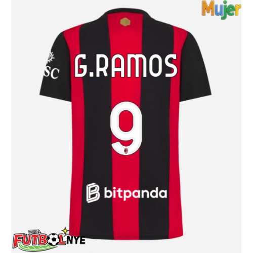 Camiseta AC Milan Goncalo Ramos #9 Primera Equipación para mujer 2026-27 manga corta